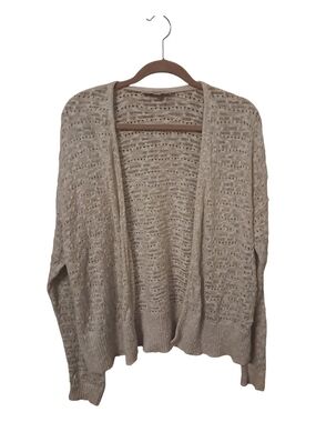 LOFT Open-Front Pointelle Cardigan - Beige